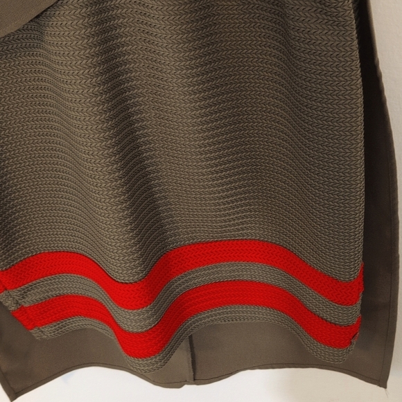 Scotch & Soda Red and Olive Army Green V-Neck Casual Sheath Midi Dress Sz XS - Picture 8 of 9